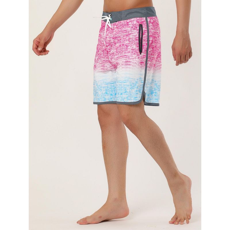 Lars Amadeus Men's Summer Adjustable Color Block Swim Beach Shorts, 2 of 7