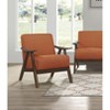 CAVINAS Mid-Century Modern Accent Chair with Solid Rubber Wood Frame and Textured Fabric Upholstery, Walnut Finish - 4 of 4