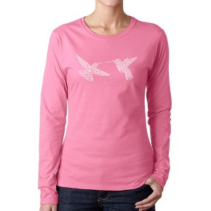 LA Pop Art Hummingbirds - Women's Word Art Long Sleeve T-Shirt - 1 of 4