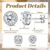 18K Gold Plated Halo Stud Earrings 925 Sterling Silver Cubic Zirconia Stud Earrings Round Square Diamonique Stud Earrings Set for Women Men - 3 of 4