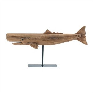 Pine Wood Whale Sculpture (Set of 2) - 1 of 1