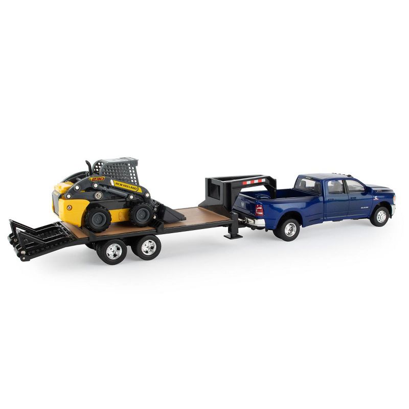 Tomy 1/32 Ram 3500 Dually Quad Cab with Lowboy and New Holland L230 Skid Steer 47269, 2 of 9