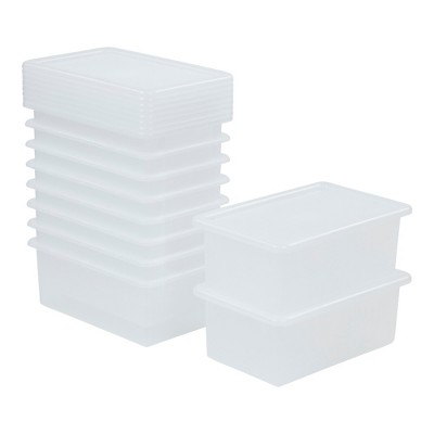 ECR4Kids Letter Size Tray with Lid, Storage Containers, Light Grey, 10-Pack