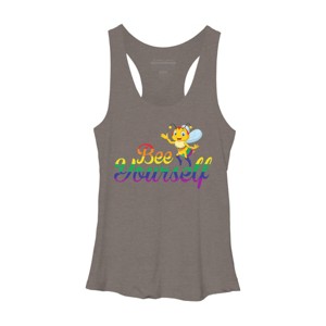 Adult Design By Humans Bee Yourself Rainbow Pride By AmusingDesignCo Racerback Tank Top - 1 of 2