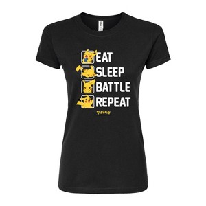 Women's - Pokémon - Eat Sleep Battle Repeat Fitted Graphic T-Shirt - 1 of 3