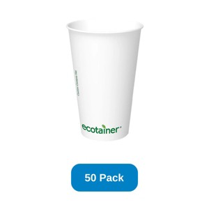 ecotainer 16 oz. Hot Cup PLA Lined Made in USA "Carte Blanche" - Pack of 50 - 1 of 3