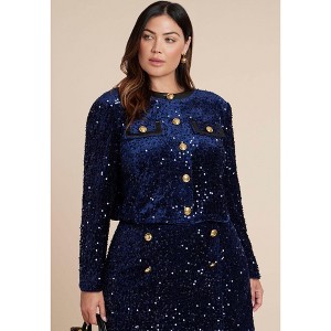 ELOQUII Sequin Velvet Jacket - 1 of 4