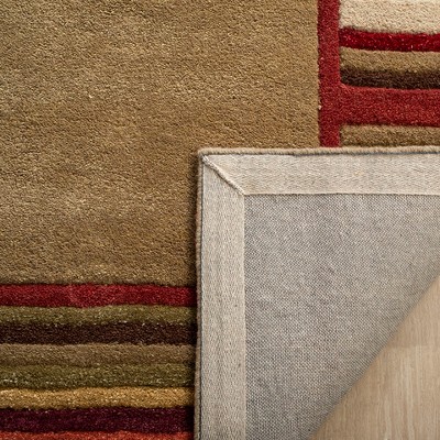 Handmade Tufted Gray Stripe Round Wool-Viscose Blend Rug