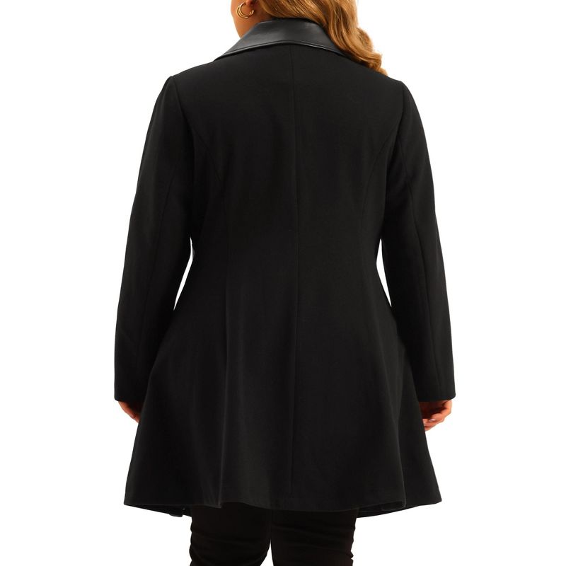 Agnes Orinda Women's Plus Size Fashion Notched Lapel Single Breasted Long Overcoats, 4 of 6