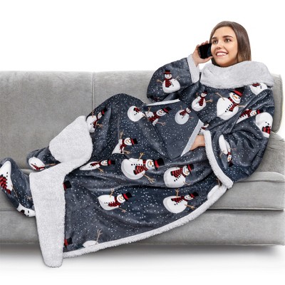 Pavilia Wearable Blanket With Sleeves And Foot Pockets, Fleece