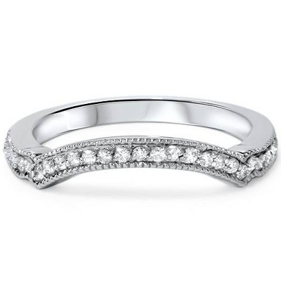 Pompeii3 1/6ct Curved Diamond Wedding Band 950 Platinum