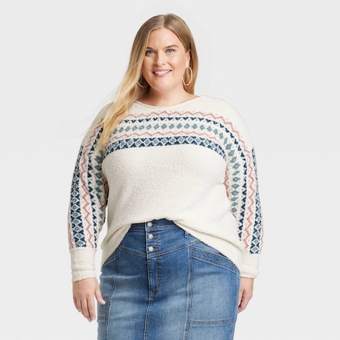 Women's Fair Isle Sweater - Knox Rose™ Cream 1x : Target