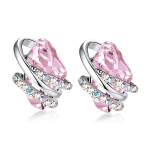Leafael Wish Stone Stud Earrings with Birthstone Crystals, 18K Rose Gold Plated or Silver-tone - 1 of 4