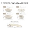 CAROTE Nonstick Cookware Sets, Non Stick Pots and Pans Set Detachable Handle,  Stackable RV Cookware for Campers, Oven Safe (White 5 PCS) - 2 of 4