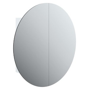 vidaXL Cabinet Bathroom Wall Vanity Mirror Cabinet with Round Mirror and LED - White 21.3" x 21.3" x 6.9" - 1 of 4