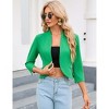 Clearlove Womens Cropped Blazer Casual Business 3/4 Sleeve Collarless Open Front Cardigan Work Jacket Shrug - 4 of 4