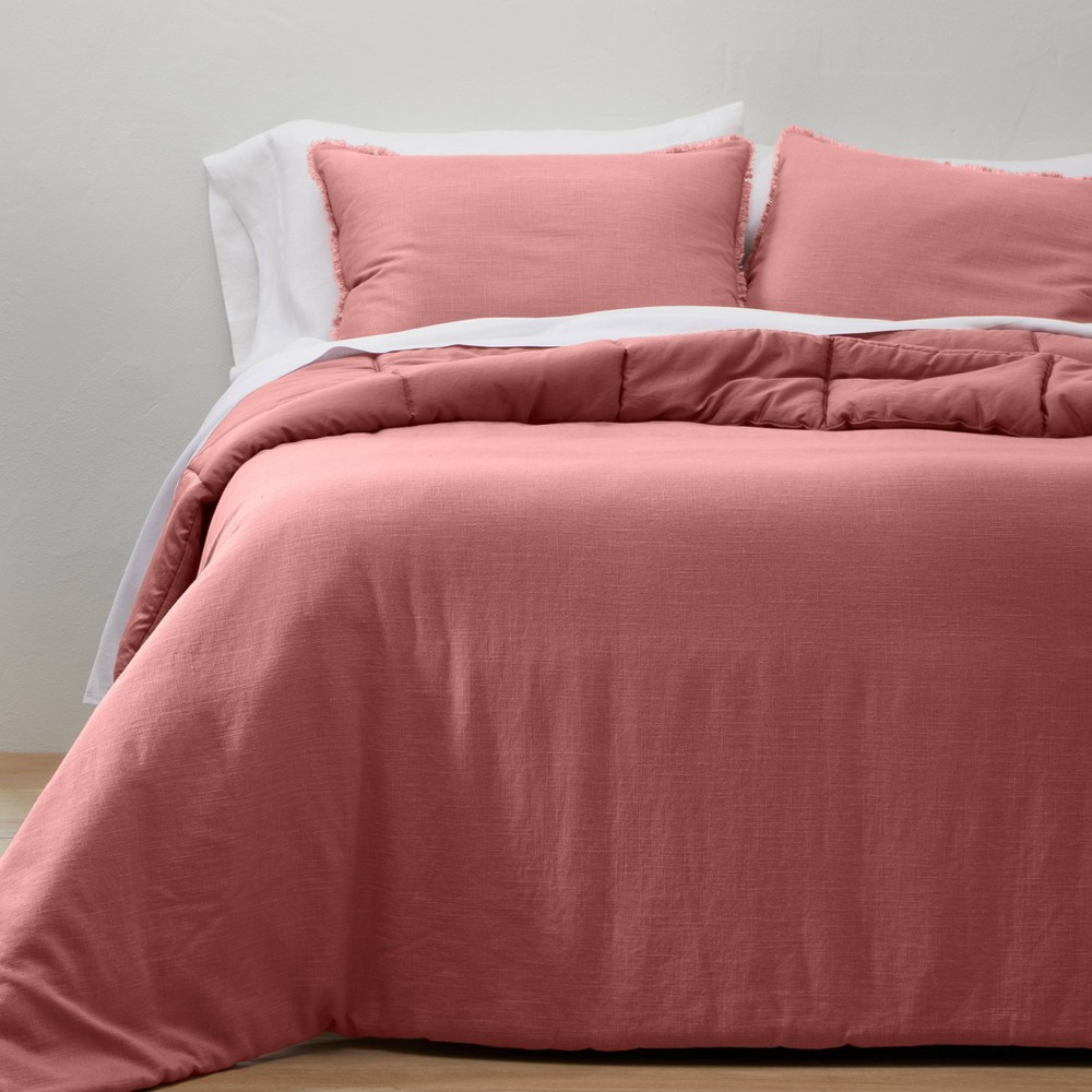 Full/Queen Heavyweight Linen Blend Comforter & Sham Set Rose - Casaluna™