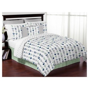 Navy & Mint Mod Arrow Comforter Set (Full/Queen) - Sweet Jojo Designs , Blue Gray