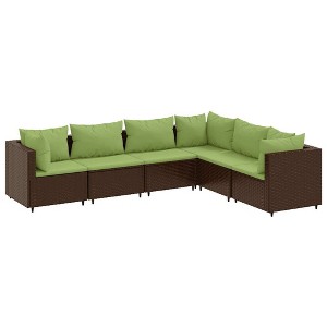 vidaXL Patio Lounge Set Brown PE rattan, powder-coated steel, 100% polyester - 1 of 4