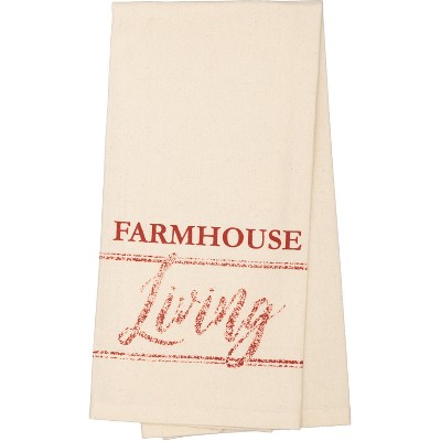 Sawyer Mill Red Farmhouse Living Muslin Unbleached Natural Tea Towel 19x28 VHC Brands