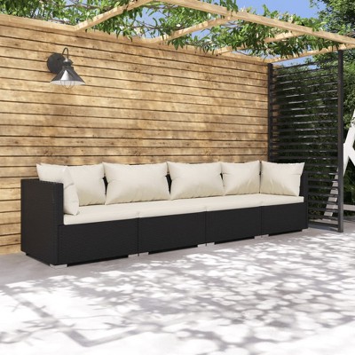 Garden Lounge Set Grey PE rattan, powder-coated steel, fabric vidaXL