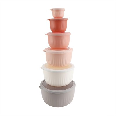 COOK WITH COLOR DEEP MIXING BOWLS WITH LIDS 12 PIECE MULTI