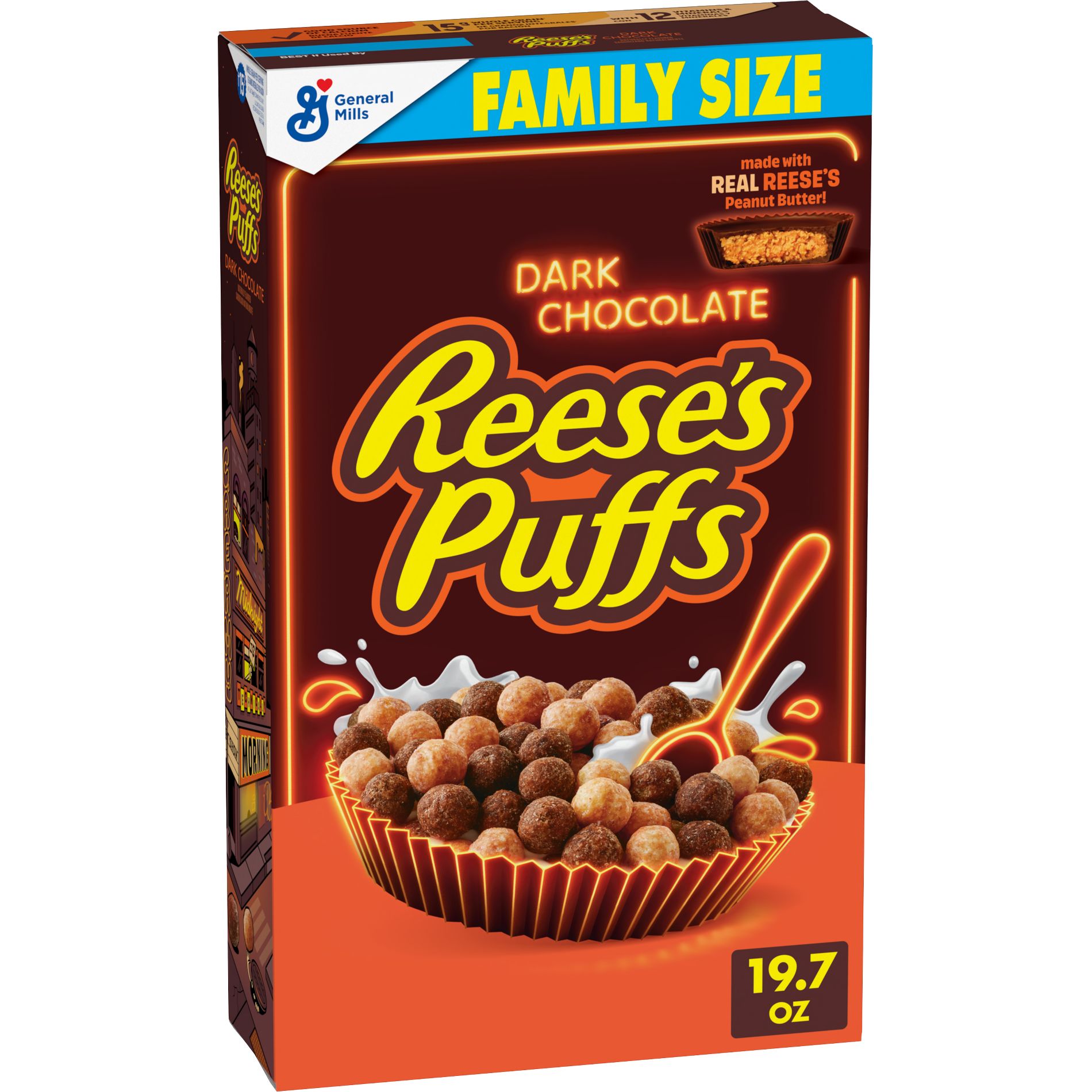Reese's Puffs Dark Chocolate Family Size Breakfast Cereal - 19.7oz