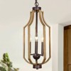 LNC Martin 3-Light 9" Farmhouse Lantern Mini Chandelier, Rustic Bronze and Antique Brown Wood Tone - 2 of 4