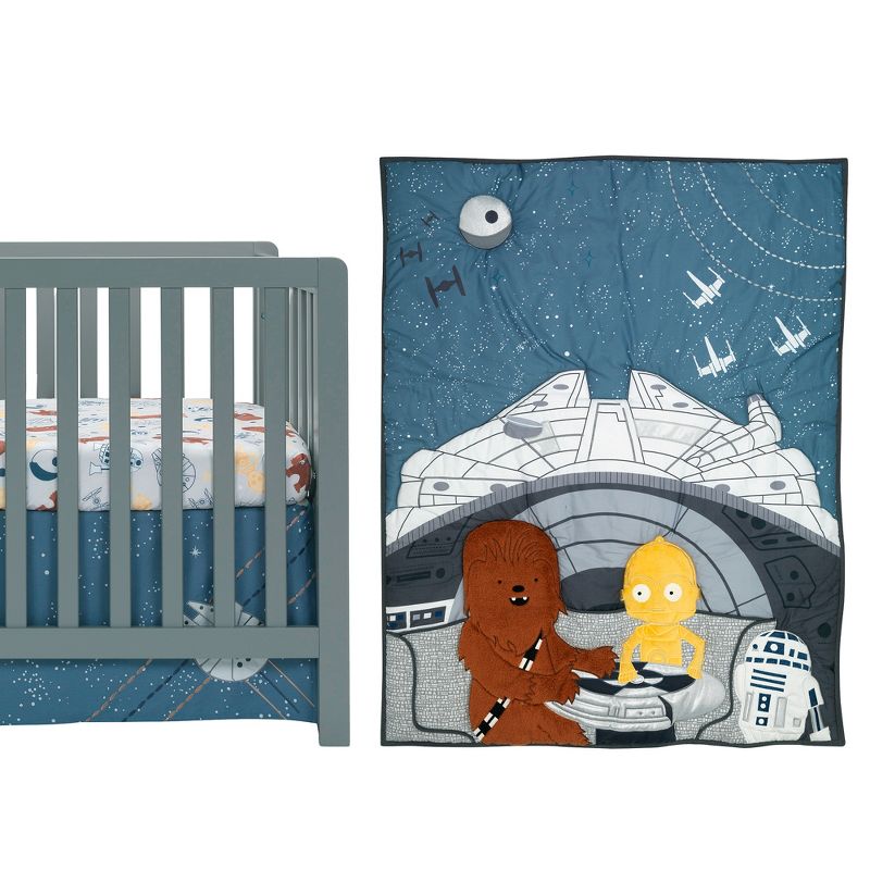 Lambs & Ivy Star Wars Signature Millennium Falcon 3-Piece Baby Crib Bedding Set, 1 of 10