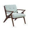 KTMBDW Mid Century Modern Accent Chair with Wood Frame, Upholstered Living Room Chairs with Waist Cushion, Reading Armchair for Bedroom Sunroom,Green - 4 of 4