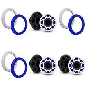 Kicker (3 Pair ) 48KMXL84 8" LED Horn-Loaded Marine Speakers & 51KLSR88 - 8.8-Inch to 8-Inch LED Adapter Rings Bundle - 1 of 4