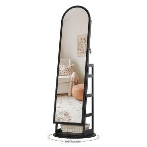Fredees Arched Jewelry Cabinet Freestanding Jewelry Armoire,Black - 1 of 4