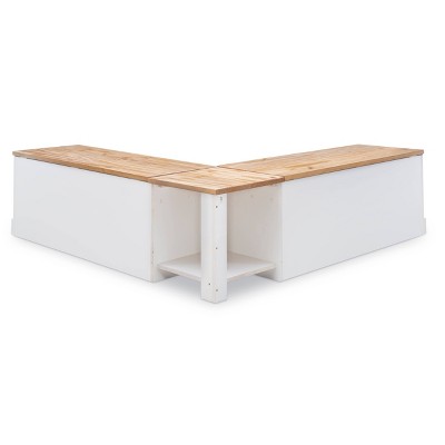 Natural Pine and White Backless Corner Nook Set