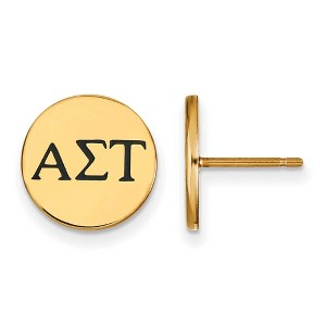 Black Bow Jewelry 14k Yellow Gold Plated Sterling Silver Alpha Sigma Tau Greek Life Stud Earrings - 1 of 3