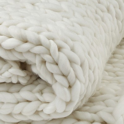 Luxurious Hand-Knitted Cozy Cotton Throw - White 11"