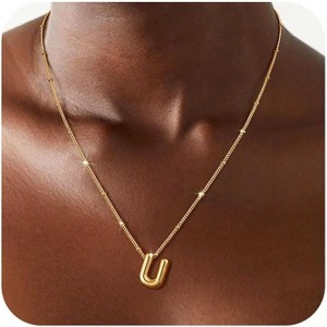 Sterling Silver Balloon Letter Necklace Satellite Bead Chain Personalized Gift - 1 of 4