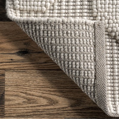 Ivory Geometric Flat Woven Wool 4' x 6' Area Rug