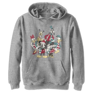Boy's Mickey & Friends The Gangs Together For Holiday Pull Over Hoodie - 1 of 4