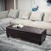 HOMCOM Large 51" Tufted Faux Leather Ottoman Storage Bench for Living Room, Entryway, or Bedroom - 2 of 4