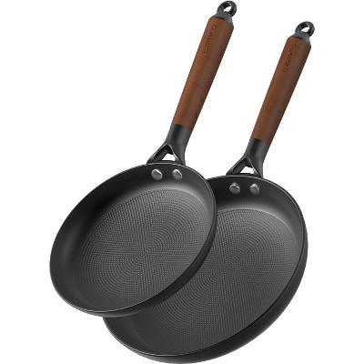 LAMFO Cast Iron Skillets, 8&10 Inch Non Stick Frying Pans, 2 Piece Cookware Set Cast Iron Pans, PFAS-Free, Egg Pans Nonstick, Oven Dishwasher Safe
