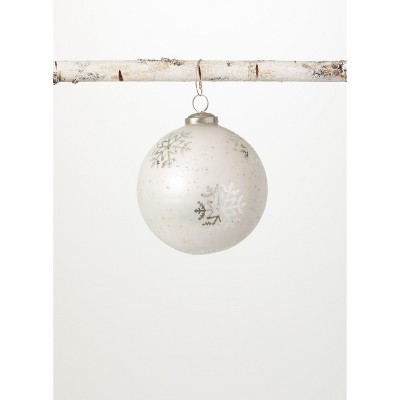 Sullivans Snowflake Glass Ball Ornament 5"H White