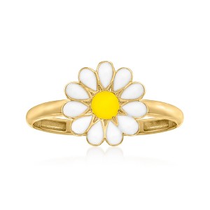 Ross-Simons White and Yellow Enamel Daisy Ring in 14kt Yellow Gold - 1 of 4