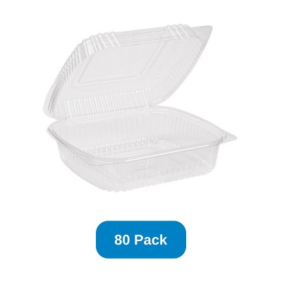 Inno-Pak 9" x 9" x 3" Clamshell Container 1-Compartment Clear RPET - Pack of 80