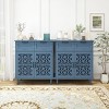 Hollow-Carved Cabinet,Distressed Wooden Cabinet With 2 Doors And 2 Drawers-Maison Boucle - 3 of 4