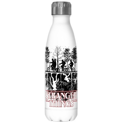 Stranger Things Black and Red Main Poster Stainless Steel Water Bottle  White 17 oz. 