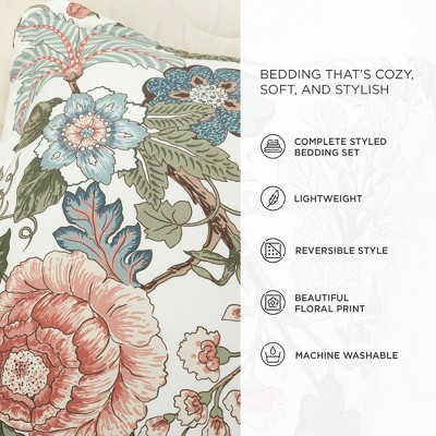 Lush Decor Lush Décor 7pc Full/Queen Sydney Comforter Bedding Set Green/Blue: Reversible Floral Vintage Microfiber with Decorative Pillows — фото 7