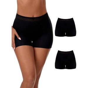 INSPIRE CHIC Women's High Waist Lace Trim Tummy Control Butt Lifter Thigh Slimmers 3 Pcs - 1 of 4