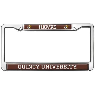 Quincy University Mascot Full Size Standard License Plate Metal Frame