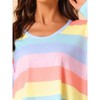 cheibear Women's Cotton Rainbow-Stripe Long Sleeves Lounge with Pants Pajama Set - 4 of 4