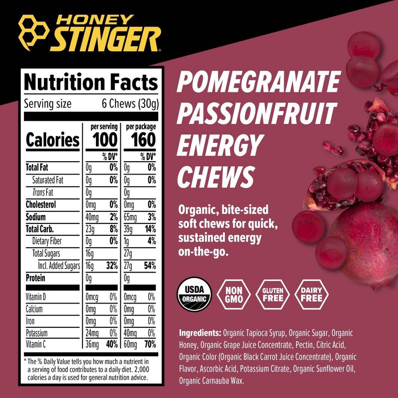 Honey Stinger Organic Energy Chews Pomegranate Passion, 4 of 8